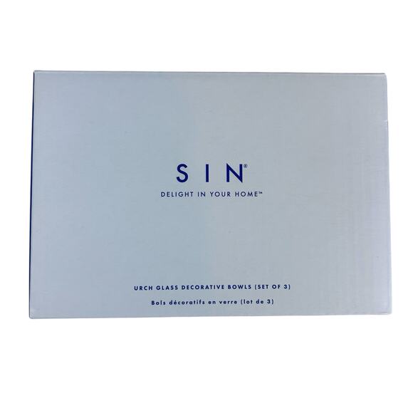 SIN Urch Glass Decorative Set of 3 Bowls Clear Dishwasher Safe Snacks Candy Dish - Picture 2 of 13